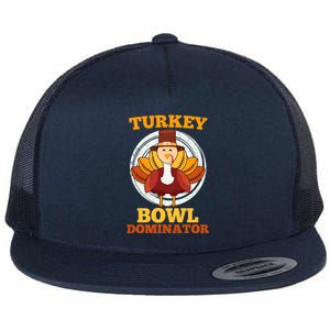 Turkey Bowl Dominator Thanksgiving Turkey Football Funny Gift Flat Bill Trucker Hat