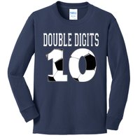 Ten Birthday Double Digits 10th Birthday Soccer Kids Long Sleeve Shirt