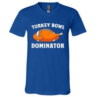 Turkey Bowl Dominator Thansgiving Party American Football Gift V-Neck T-Shirt