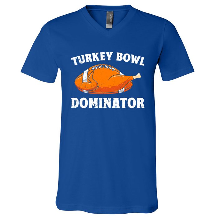 Turkey Bowl Dominator Thansgiving Party American Football Gift V-Neck T-Shirt