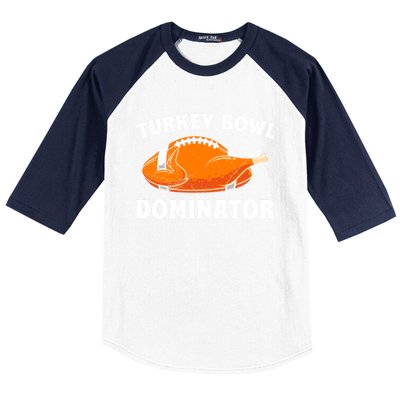 Turkey Bowl Dominator Thansgiving Party American Football Gift Baseball Sleeve Shirt