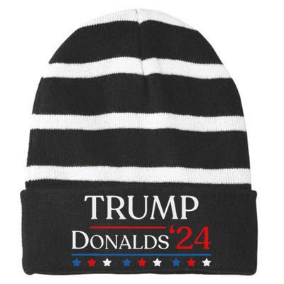 Trump Byron Donalds 2024 Donald Trump 47th President & Vp Striped Beanie with Solid Band