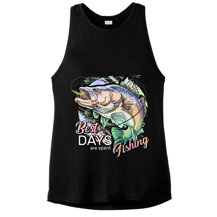 The Best Days Are Spent Fishing Ladies PosiCharge Tri-Blend Wicking Tank