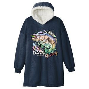 The Best Days Are Spent Fishing Hooded Wearable Blanket