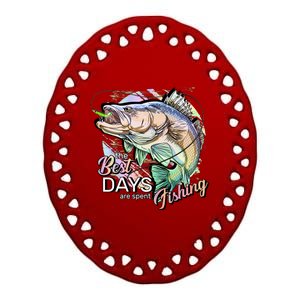 The Best Days Are Spent Fishing Ceramic Oval Ornament