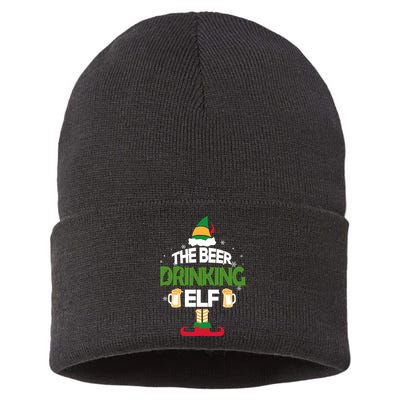 The Beer Drinking Elf Family Matching Christmas Funny Pajama Sustainable Knit Beanie