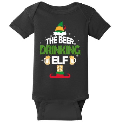 The Beer Drinking Elf Family Matching Christmas Funny Pajama Baby Bodysuit
