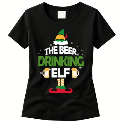The Beer Drinking Elf Family Matching Christmas Funny Pajama Womens T-Shirt
