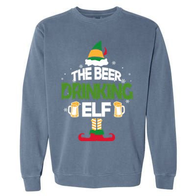 The Beer Drinking Elf Family Matching Christmas Funny Pajama Garment-Dyed Sweatshirt