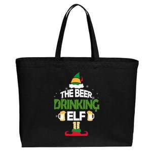 The Beer Drinking Elf Family Matching Christmas Funny Pajama Cotton Canvas Jumbo Tote