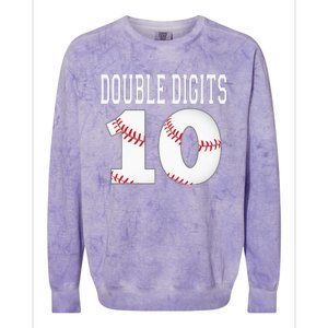 Ten Birthday Double Digits 10th Birthday Baseball Colorblast Crewneck Sweatshirt