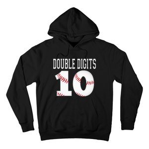 Ten Birthday Double Digits 10th Birthday Baseball Hoodie