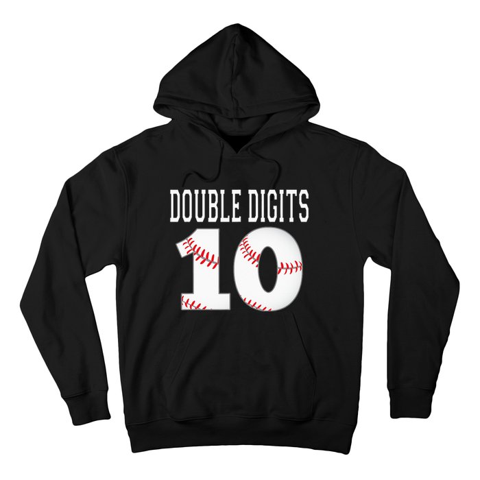 Ten Birthday Double Digits 10th Birthday Baseball Hoodie