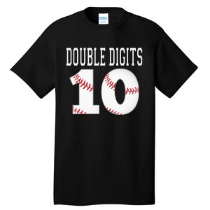 Ten Birthday Double Digits 10th Birthday Baseball Tall T-Shirt