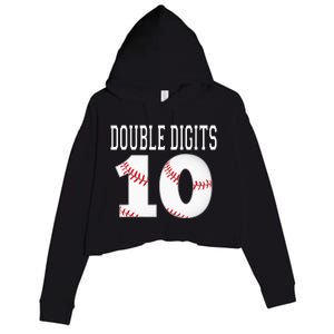 Ten Birthday Double Digits 10th Birthday Baseball Crop Fleece Hoodie