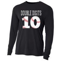 Ten Birthday Double Digits 10th Birthday Baseball Cooling Performance Long Sleeve Crew