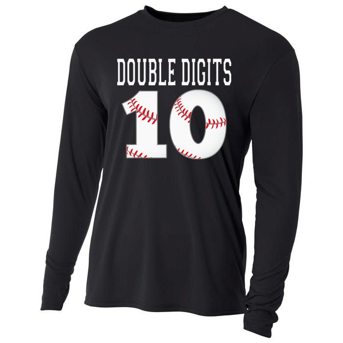 Ten Birthday Double Digits 10th Birthday Baseball Cooling Performance Long Sleeve Crew