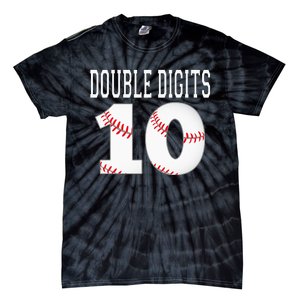 Ten Birthday Double Digits 10th Birthday Baseball Tie-Dye T-Shirt