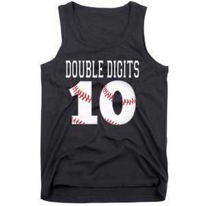 Ten Birthday Double Digits 10th Birthday Baseball Tank Top