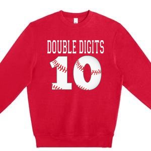 Ten Birthday Double Digits 10th Birthday Baseball Premium Crewneck Sweatshirt