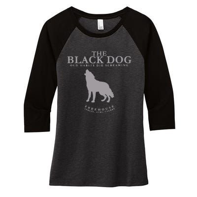 The Black Dog Women's Tri-Blend 3/4-Sleeve Raglan Shirt