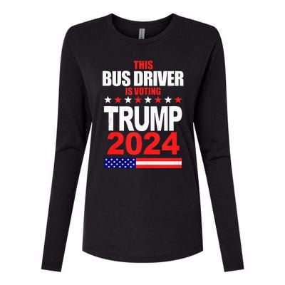 This Bus Driver Is Voting Trump 2024 Patriotic Womens Cotton Relaxed Long Sleeve T-Shirt