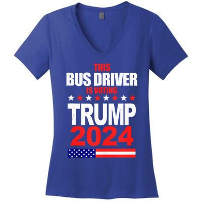 This Bus Driver Is Voting Trump 2024 Patriotic Women's V-Neck T-Shirt