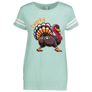 Twerky Butt Dance Funny Turkey Trot Thanksgiving Autumn Enza Ladies Jersey Football T-Shirt