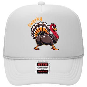 Twerky Butt Dance Funny Turkey Trot Thanksgiving Autumn High Crown Mesh Back Trucker Hat