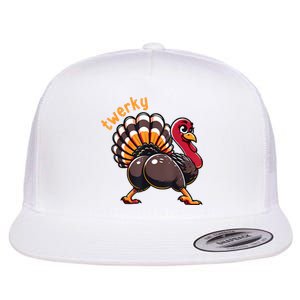 Twerky Butt Dance Funny Turkey Trot Thanksgiving Autumn Flat Bill Trucker Hat