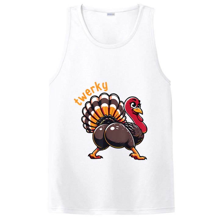 Twerky Butt Dance Funny Turkey Trot Thanksgiving Autumn PosiCharge Competitor Tank