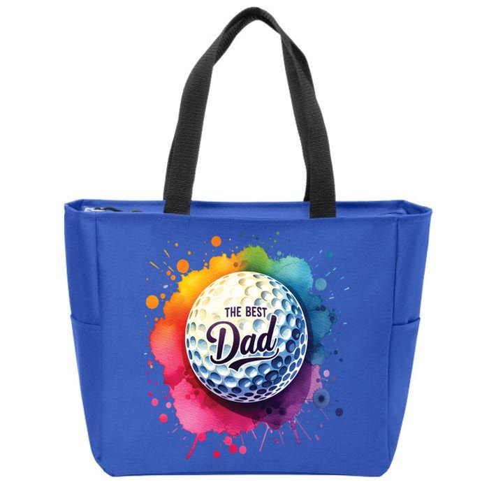 The Best Dad Watercolor Golf Ball For FatherS Day Gift Zip Tote Bag