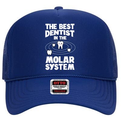 The Best Dentist In The Molar System Dentistry Dental Gift High Crown Mesh Back Trucker Hat