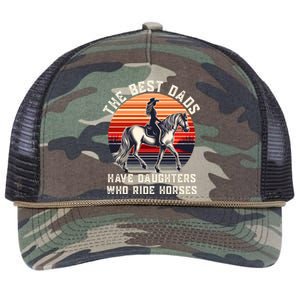 The Best Dads Have Daughters Who Ride Horses FatherS Day Gift Retro Rope Trucker Hat Cap