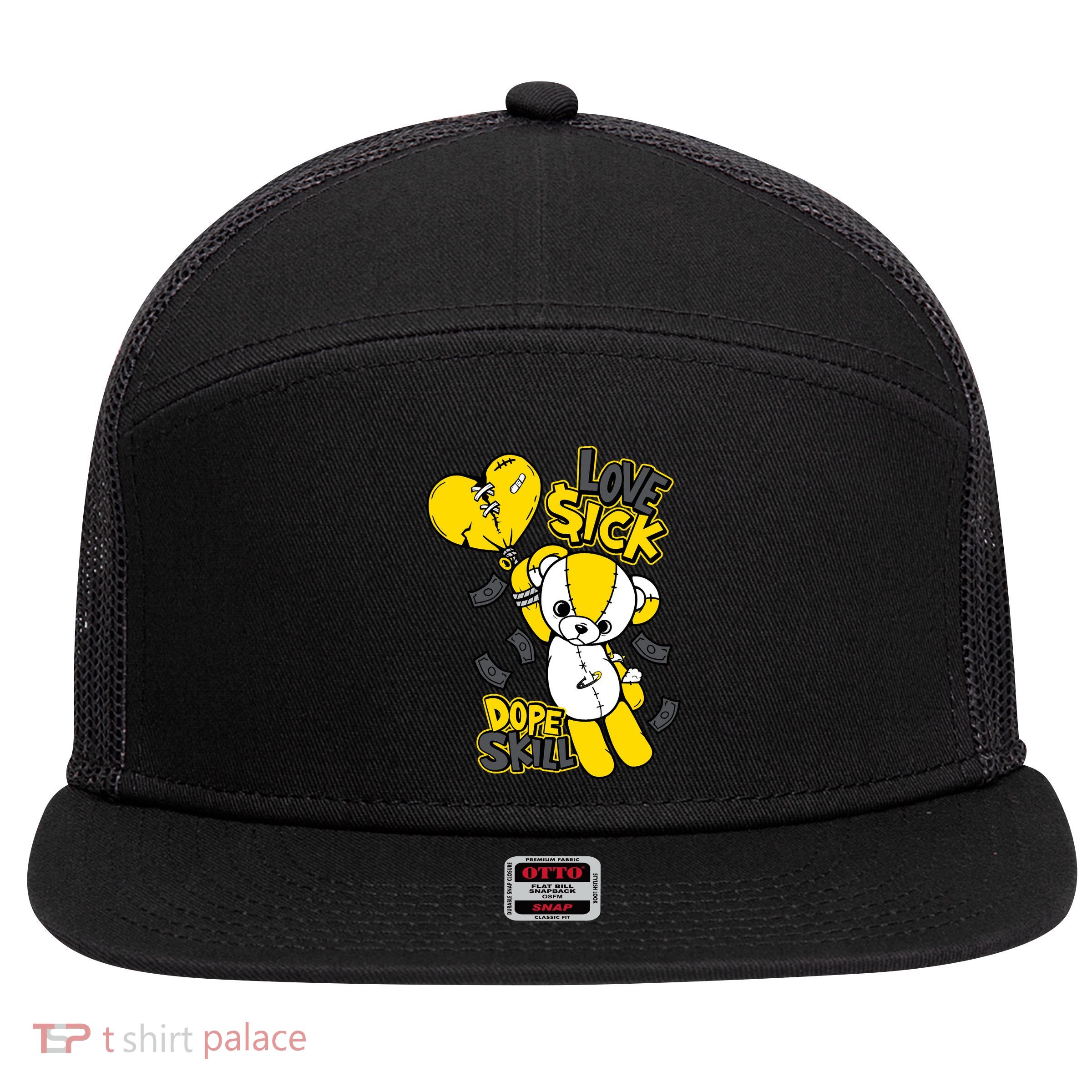 Teddy Bear Dope Skill Love Sick Flying Balloon 7 Panel Mesh Trucker Snapback Hat