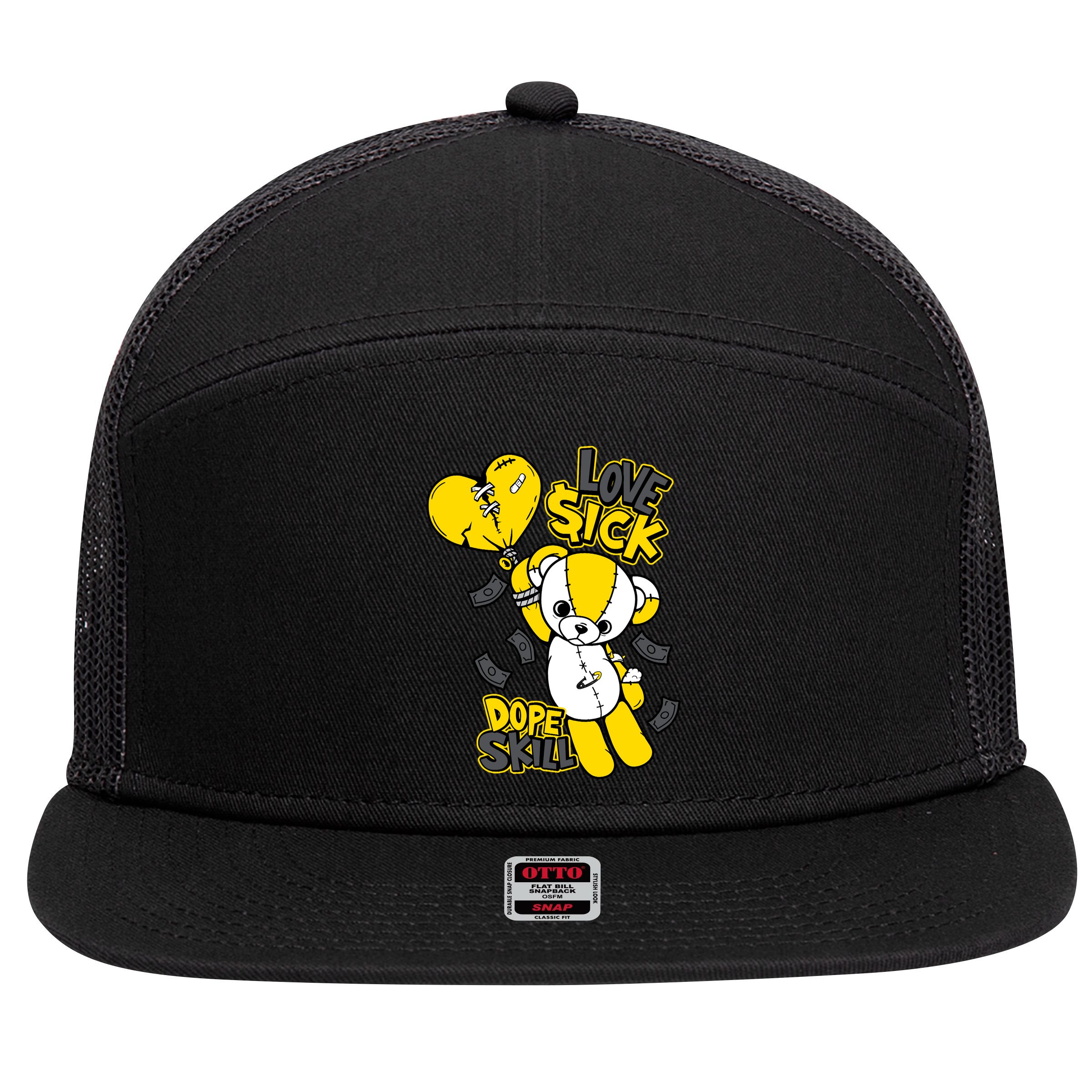 Teddy Bear Dope Skill Love Sick Flying Balloon 7 Panel Mesh Trucker Snapback Hat
