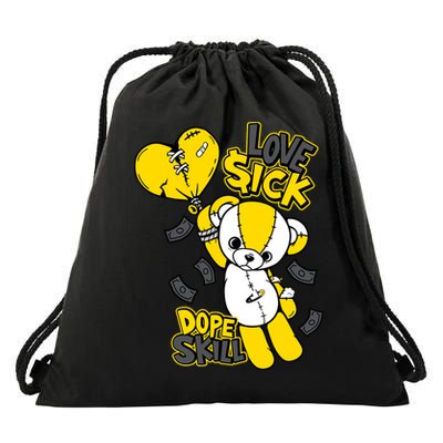 Teddy Bear Dope Skill Love Sick Flying Balloon Drawstring Bag
