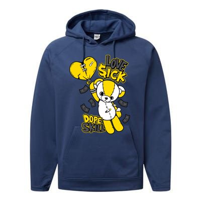 Teddy Bear Dope Skill Love Sick Flying Balloon Performance Fleece Hoodie