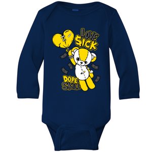 Teddy Bear Dope Skill Love Sick Flying Balloon Baby Long Sleeve Bodysuit