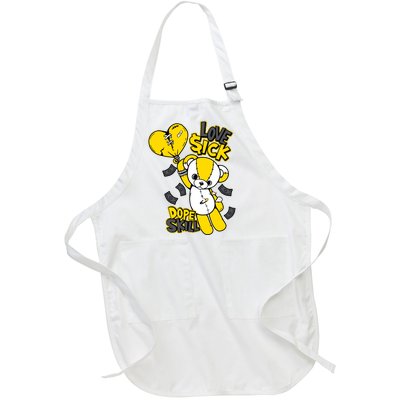 Teddy Bear Dope Skill Love Sick Flying Balloon Full-Length Apron With Pockets