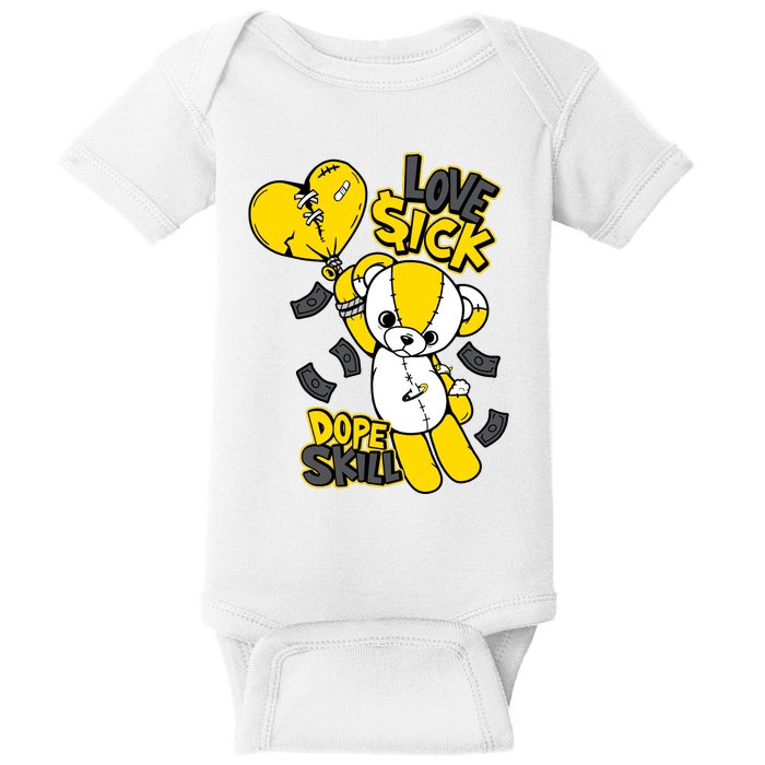 Teddy Bear Dope Skill Love Sick Flying Balloon Baby Bodysuit