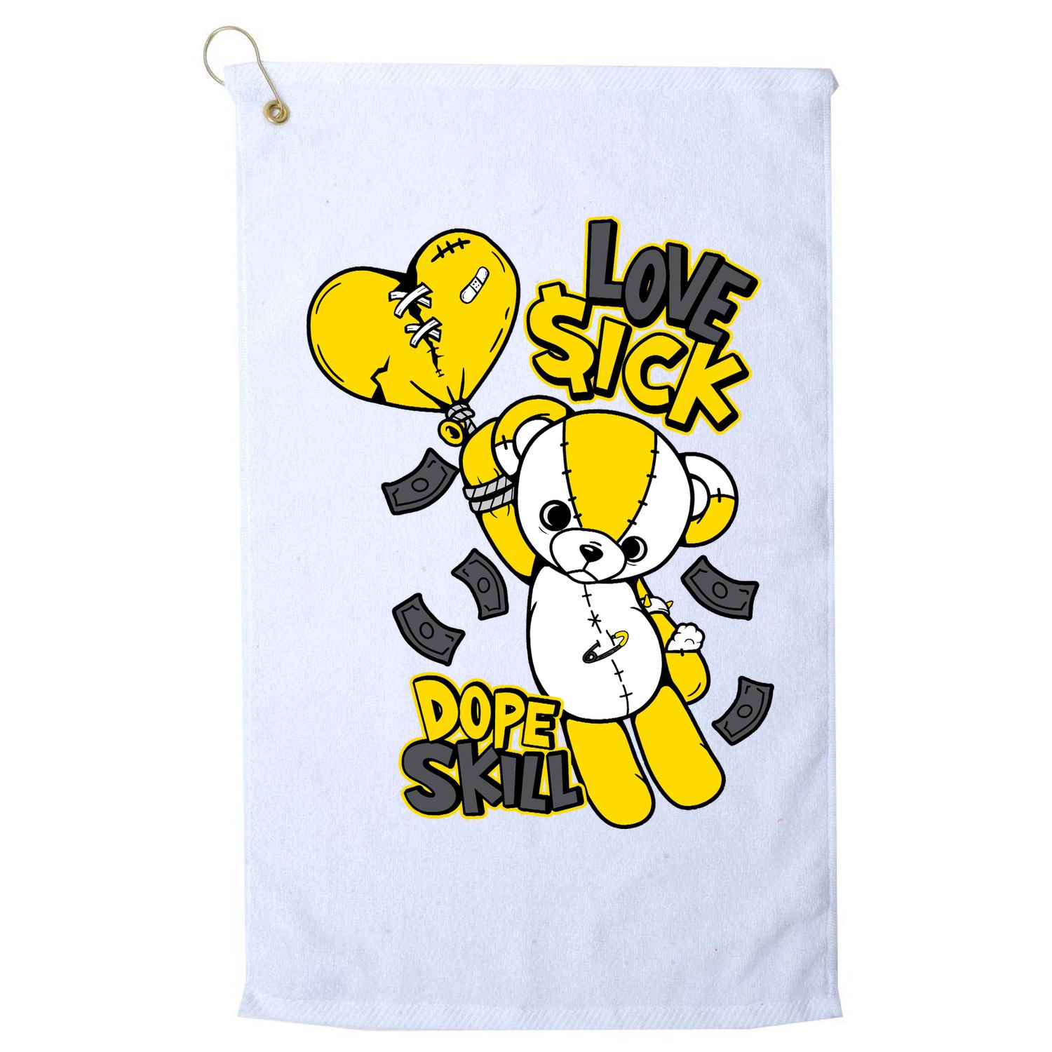 Teddy Bear Dope Skill Love Sick Flying Balloon Golf Towel