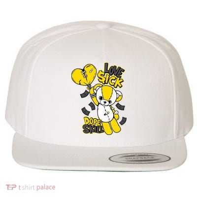 Teddy Bear Dope Skill Love Sick Flying Balloon Wool Snapback Cap