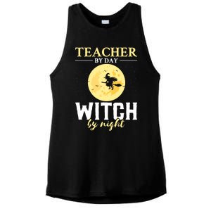 Teacher By Day Witch By Night Eletary School Halloween Gift Ladies PosiCharge Tri-Blend Wicking Tank