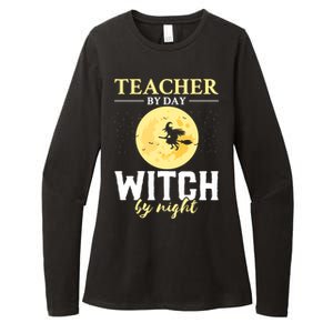 Teacher By Day Witch By Night Eletary School Halloween Gift Womens CVC Long Sleeve Shirt