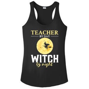 Teacher By Day Witch By Night Eletary School Halloween Gift Ladies PosiCharge Competitor Racerback Tank