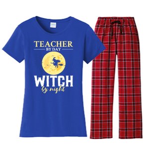 Teacher By Day Witch By Night Eletary School Halloween Gift Women's Flannel Pajama Set