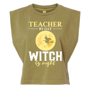 Teacher By Day Witch By Night Eletary School Halloween Gift Garment-Dyed Women's Muscle Tee