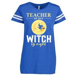 Teacher By Day Witch By Night Eletary School Halloween Gift Enza Ladies Jersey Football T-Shirt