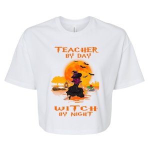 Teacher By Day Witch By Night Funny Halloween Costume Gift Bella+Canvas Jersey Crop Tee